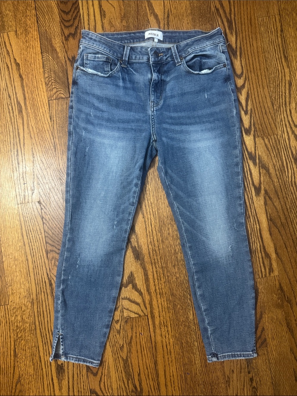 Pistola Skinny Ankle Jeans Size 29 Medium Wash Step Hem Stretch Denim